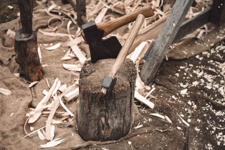 axe on a stump